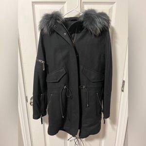 SAM. Black Utility Jacket with Fur Trim